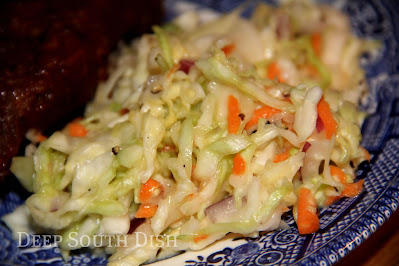 Thinly shredded cabbage marinated in a fantastic spicy buttermilk pineapple dressing.