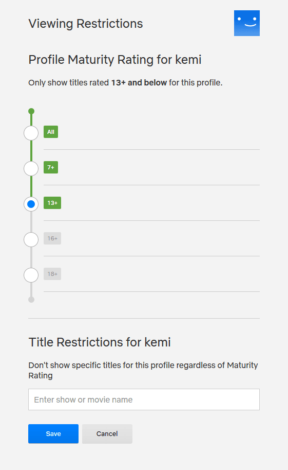 Use restrictions to avoid racy scenes Avoid racy scenes on Neflix