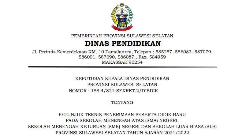 Juknis Ppdb Sman Smk Provinsi Sulawesi Selatan Tahun Pelajaran 2021 2022 Jelajah Informasi Pendidikan Jelajah Informasi