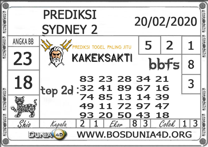 Prediksi Togel SYDNEY2 DUNIA4D 20 FEBRUARI 2020 Prediksi Togel SYDNEY2 DUNIA4D 20 FEBRUARI 2020