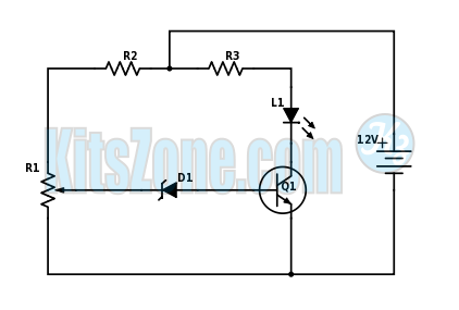 Simple Battery Monitor Circuit Diagram Using NPN Transistor BC547 | Car