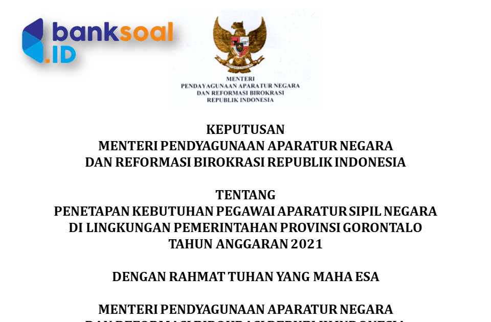 Formasi CPNS & PPPK Kabupaten Gorontalo Utara Tahun 2021 banksoal.id
