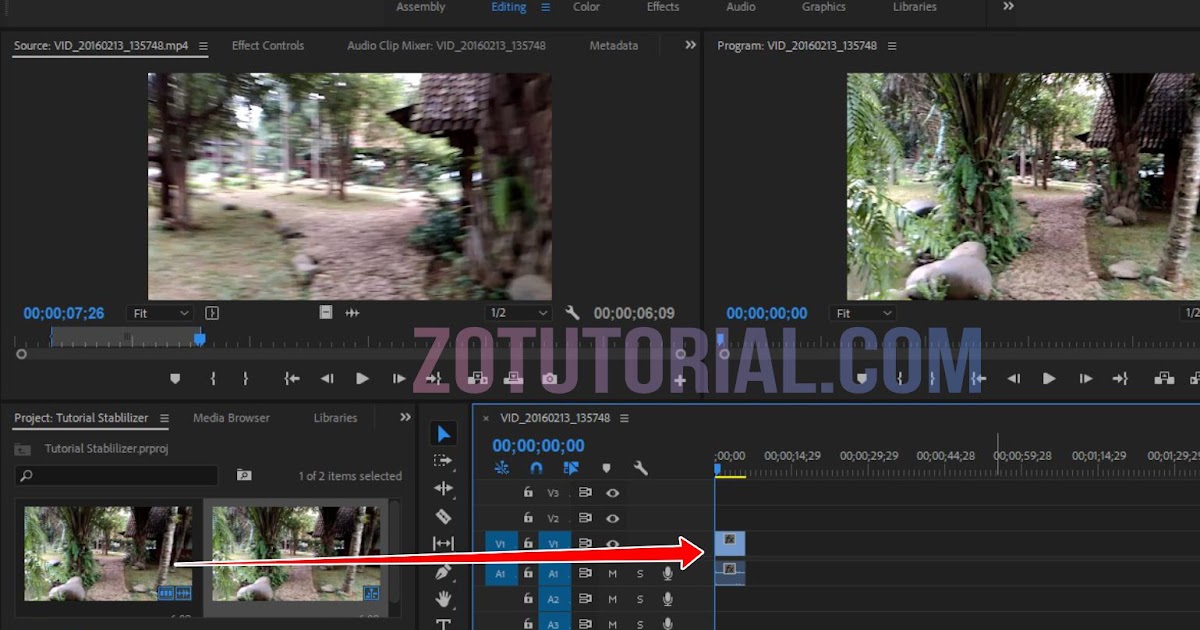 Edit Video Goyang Menjadi Stabil di Adobe Premier Pro zotutorial