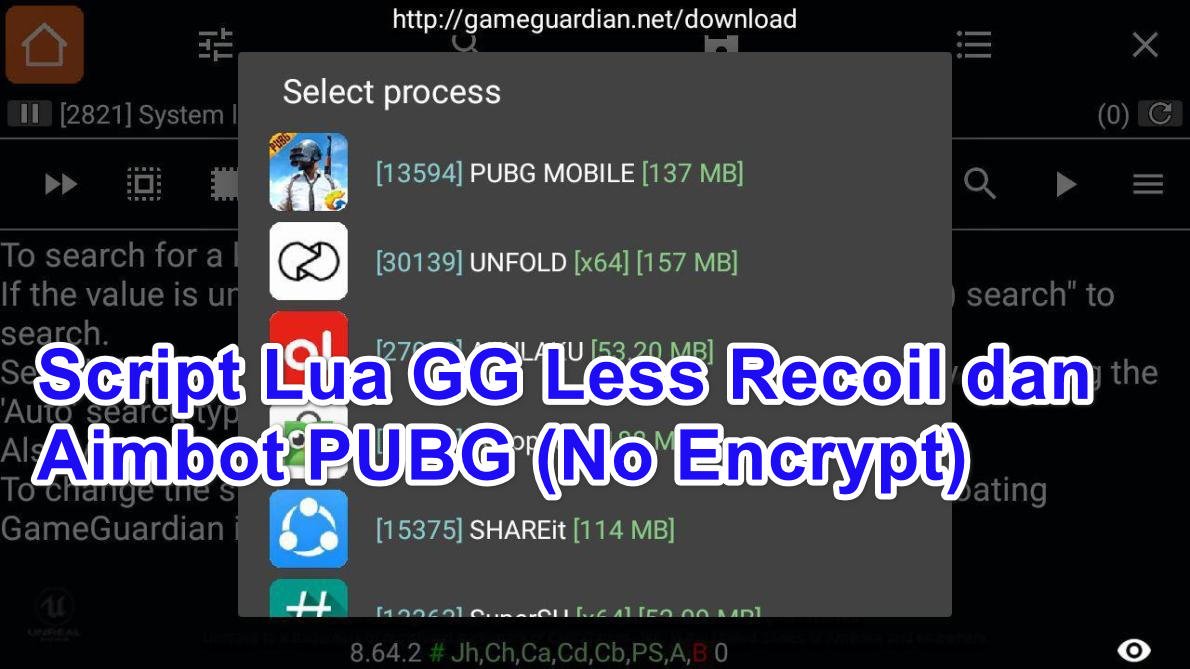 Script Lua GG Less Recoil dan Aimbot PUBG (No Encrypt)