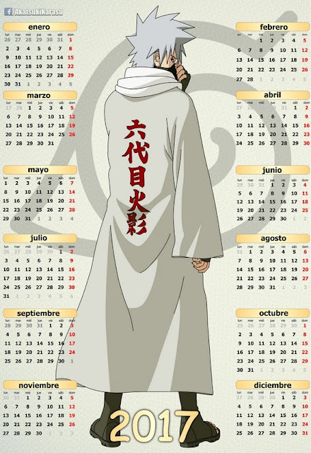 Calendario 2017 Naruto Kakashi