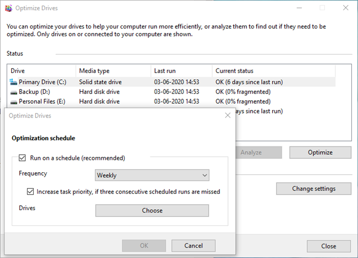 Windows Defragmentor Optimize Drive