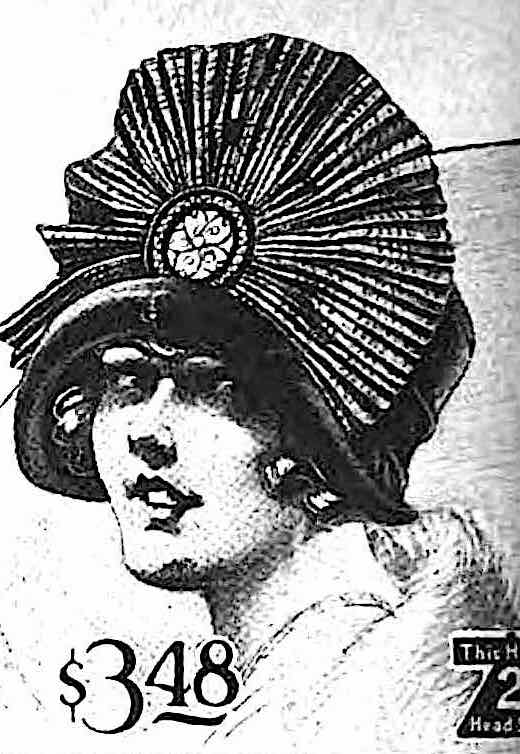 1923 clothing catalog a strange model smiling from a clothing catalog