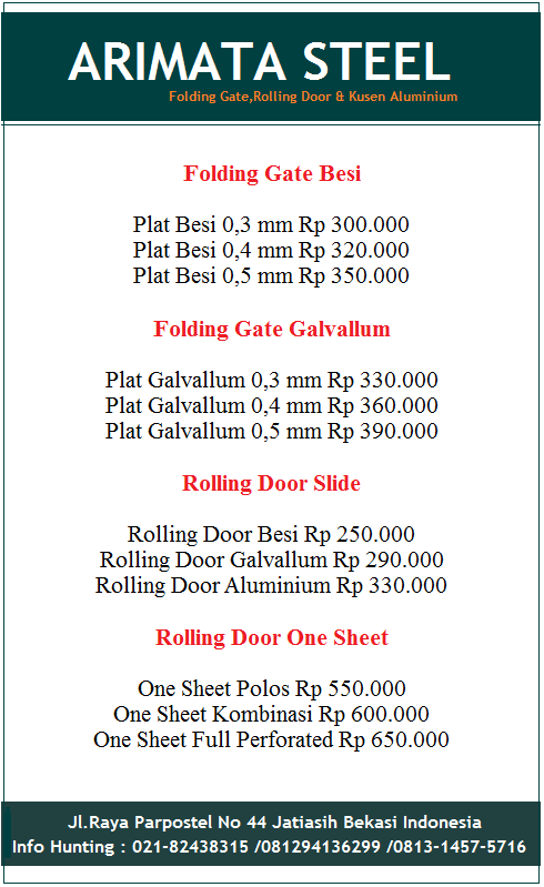Harga Folding Gate Per Meter Dan Rolling Door