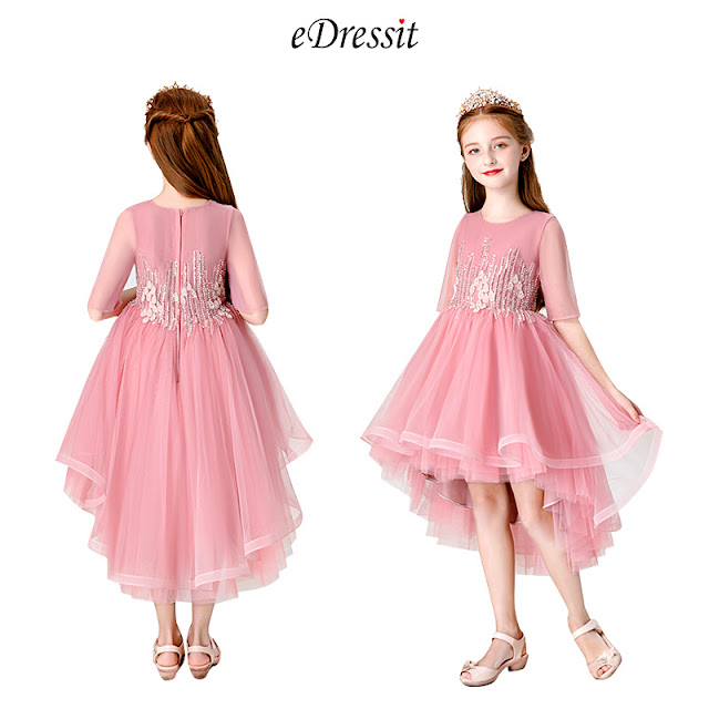 Round Neck Children Wedding Flower Girl Dress