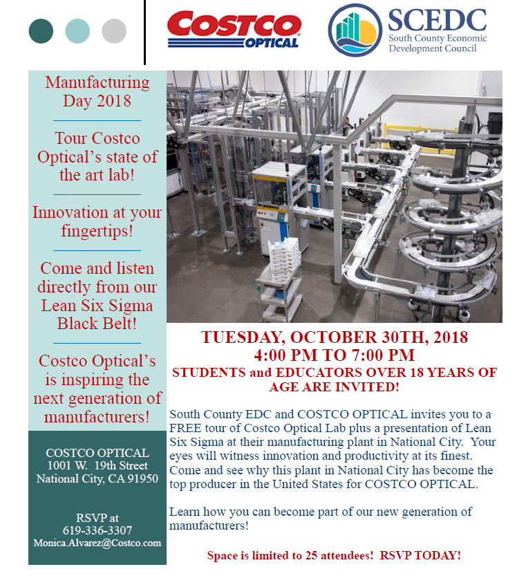 Sweetwater High Counseling Center Costco Optical Tour Celebrating MFG Day