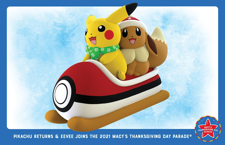 Pikachu e Eevee Macy's Thanksgiving Day Parade