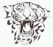 (Dibujo sobre papel 8 cm x 7 cm). Lo que vez es simplemente eso, apariencia, . dibujo de un tigre