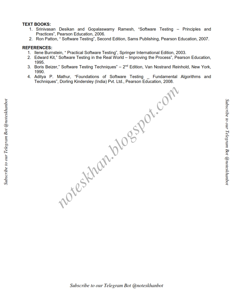 IT6004 Software Testing Syllabus Semester VII Elective IT BTECH Anna