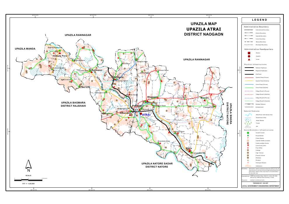 Atrai Upazila Map Naogaon District Bangladesh