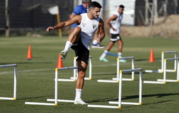 Málaga, Larrubia completa parte de la sesión de entrenamiento de hoy