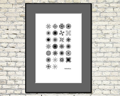 helvetica type art snowflake poster
