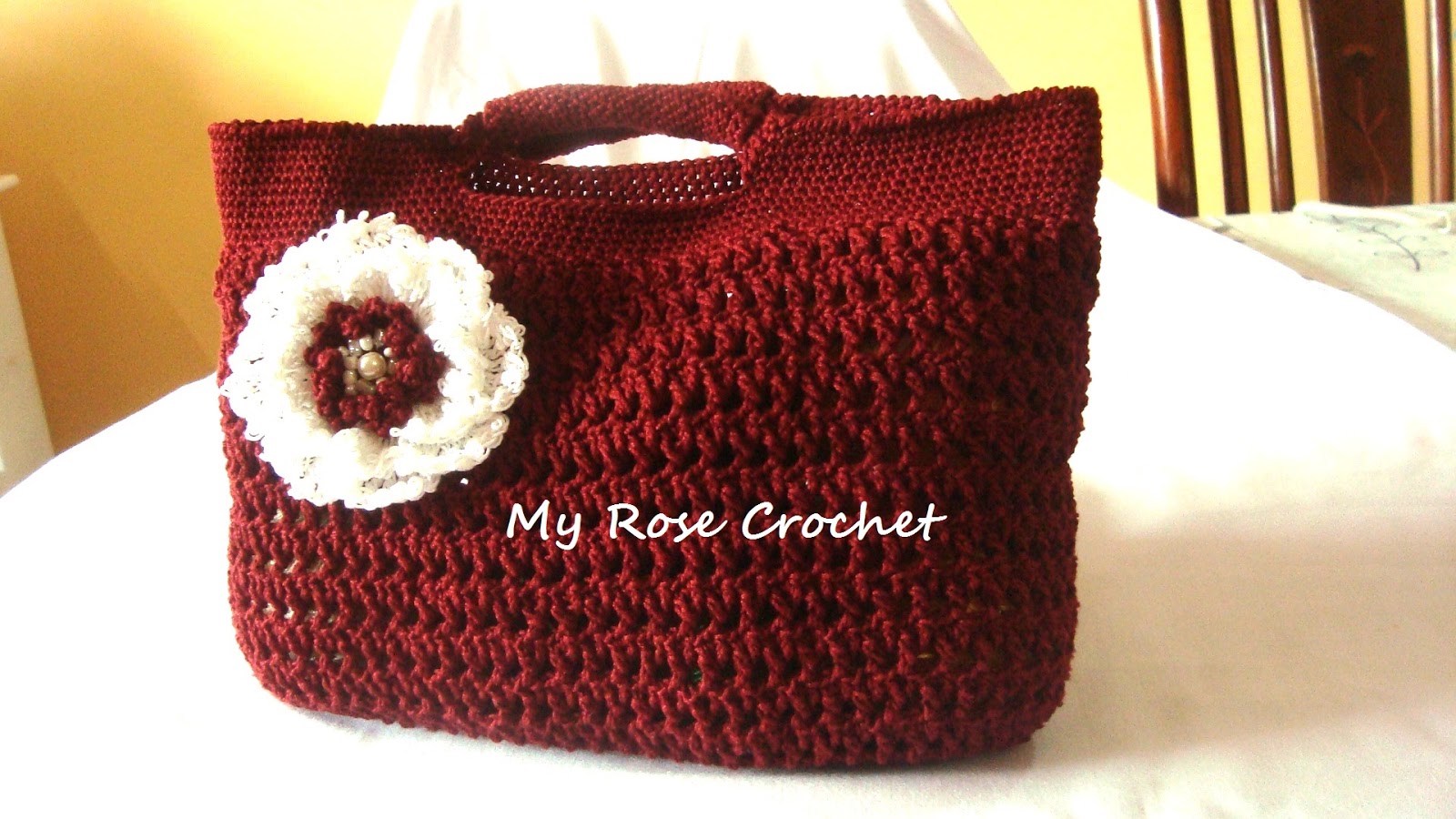 My Rose Crochet Big Flower Handbag ..New bag pattern in my shops