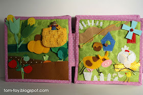 Quiet book for Caitlyn, busy book, gift for children, farm page, felt vegetables, farm animals, where the food comes from, развивающая книжка, ферма, овощи из фетра, домашние животные, кто что даёт