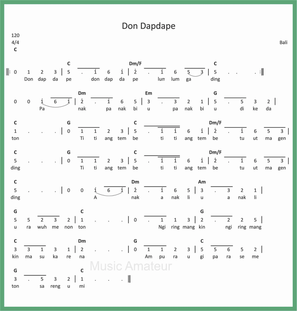 Not Angka Don Dapdape SEPUTAR MUSIK