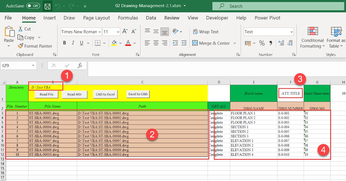 HiN AutoCAD ใช้ VBA ใน EXCEL เพื่อแก้ไข Block Attribute ในไฟล์ CAD