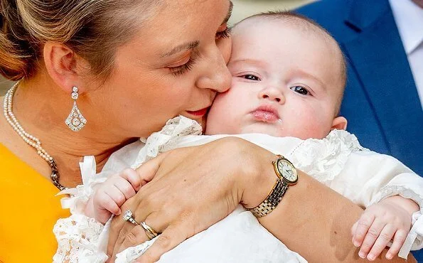 Hereditary Princess Stephanie wore a new sleeveless v-neckline crepe midi dress from Paule Ka. Princess Claire wore a new button front long dress from Zimmermann