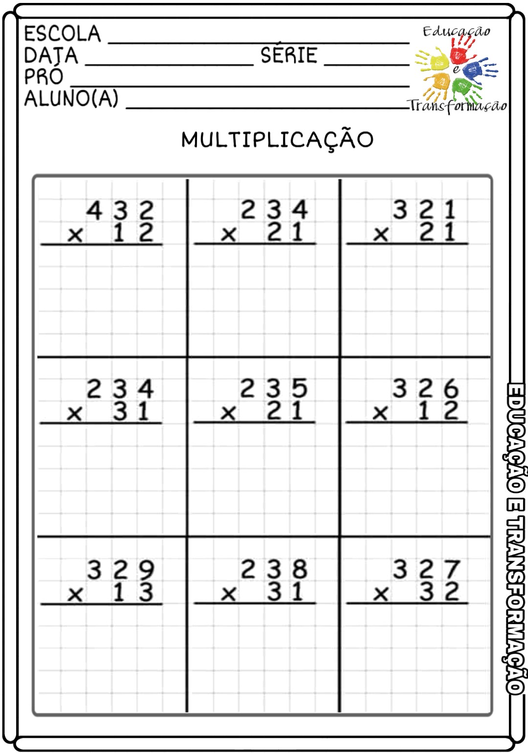 Multiplicação Atividades Para Trabalhar A Operação Matemática De