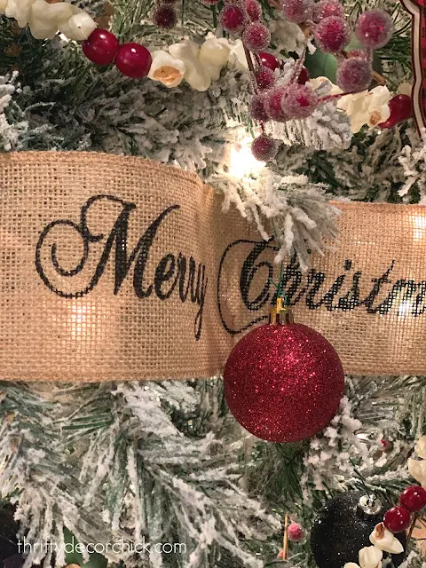 Merry Christmas burlap ribbon