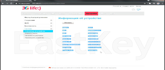 Копируем полученную информацию о модеме и его IMEI