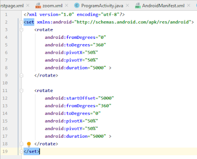 Rotate Image view Android-Animation To Rotate The Image to 360 Degree
