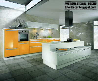 Contemporary orange kitchen cabinets designs 2015, orange and white kitchen