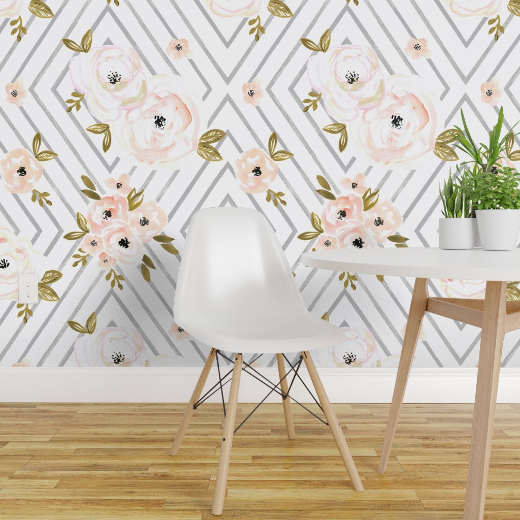 Pink watercolor diamond peel and stick wallpaper