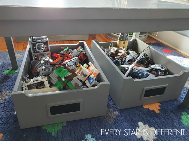 A Minimalist Montessori Home Tour: Built LEGO Set Storage