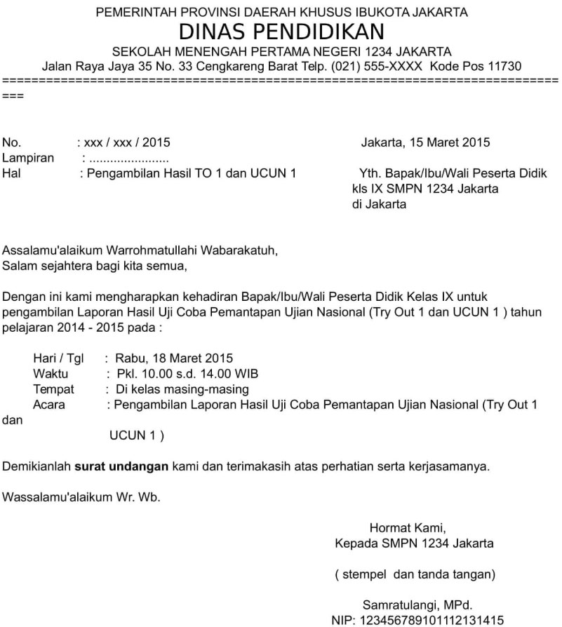 Undangan rapat komite sekolah 2021