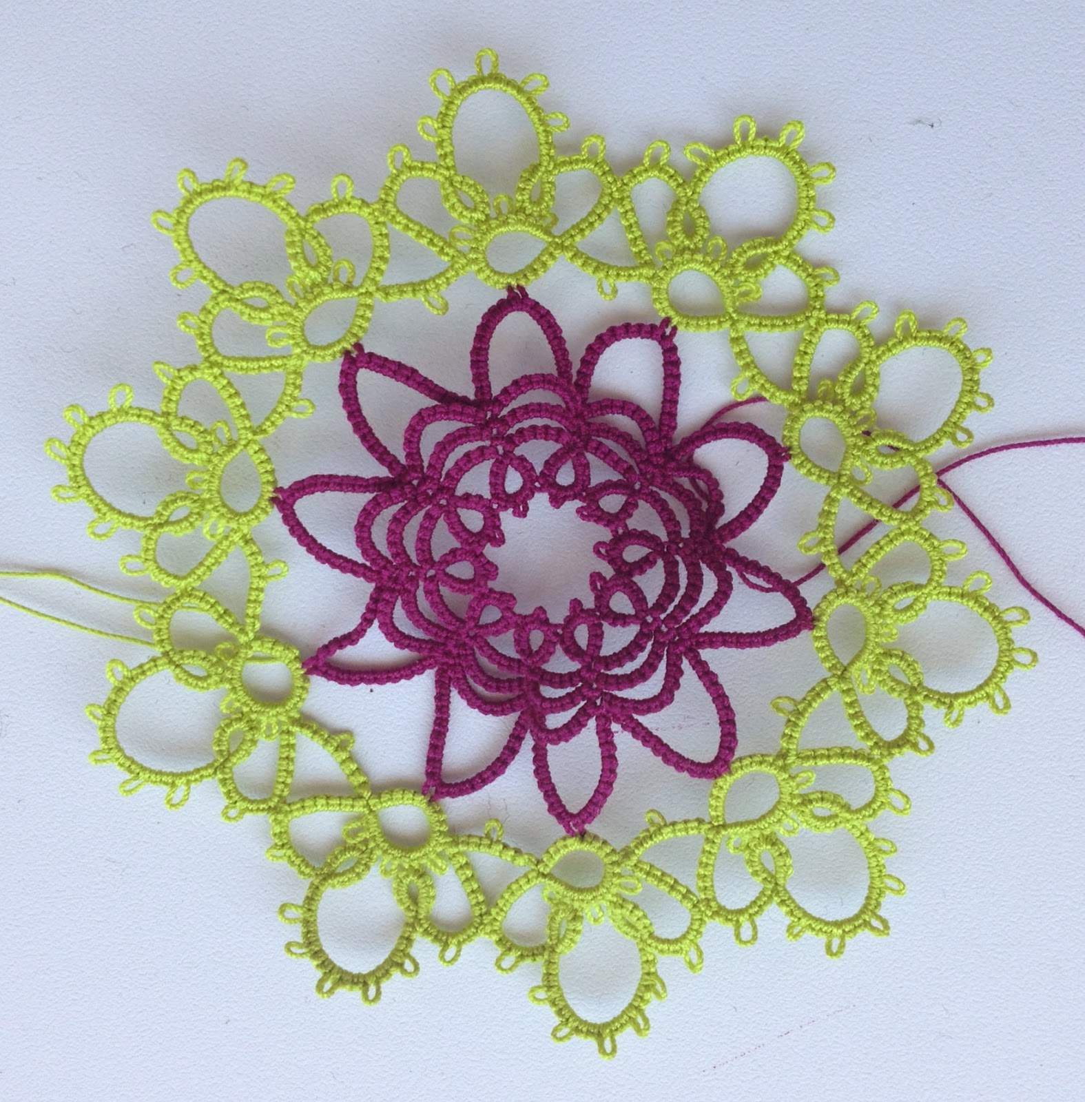 Tatting All Over the Place Starting Renulek's Spring Doily and