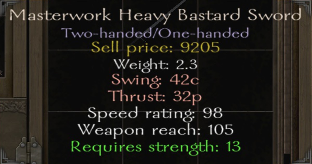 Best cRPGs Masterwork Heavy Bastard Sword, Warband