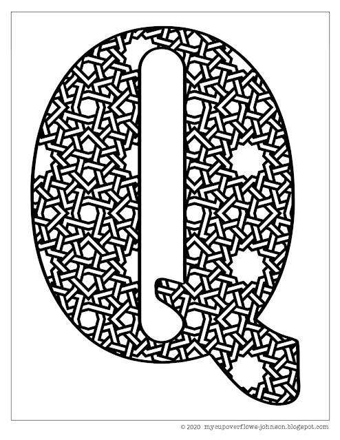 Letter Q design coloring page