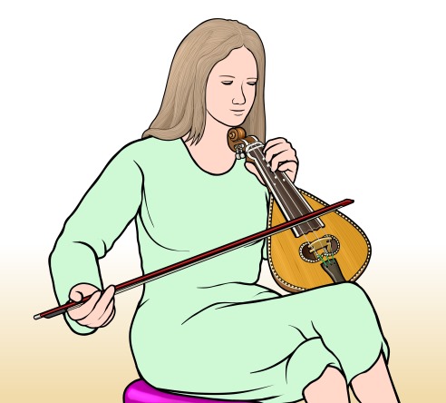 クレタ島の楽器 cretanlyra Κρητική λύρα クレタンリラ を演奏する女性のイラスト