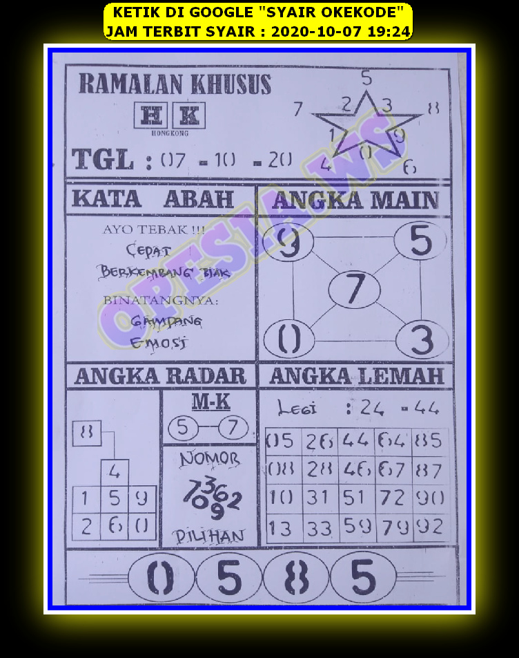 Syair Hk Rabu 7 Oktober 2020 Royal Syair