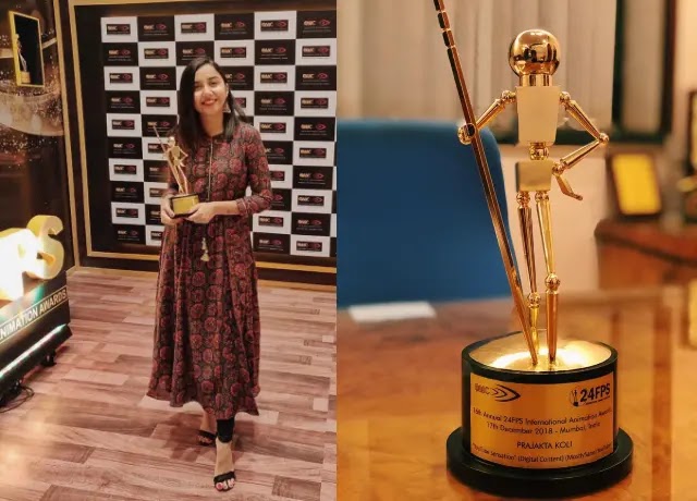 Prajakta Koli Awarded by Machine India Prajakta Koli Awarded by Machine India