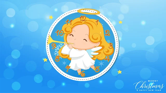 Angel with Trumpet Christmas Clock Screensaver