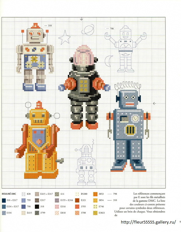 Χειροτεχνήματα σχέδια με ρομπότ για κέντημα / Robot cross stitch patterns