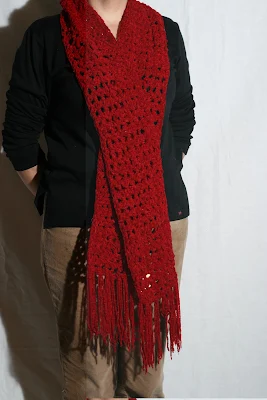 bufanda de ganchillo, bufanda dibujo calado, lana de terciopelo