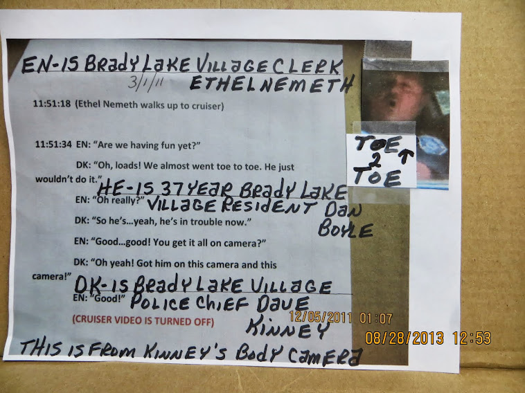 Toe 2 Toe Cop ? ! Brady Lake Village (BLV) police chief Dave Kinney