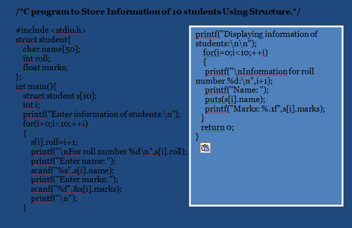 c-program-to-store-information-of-10-students-using-structure