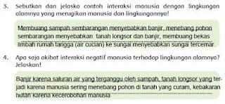 Pengaruh Negatif Interaksi Manusia Dengan Lingkungan Hal 40-46 Kelas 5 Tema 6