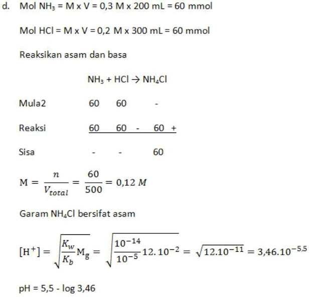 Hitunglah pH larutan dari: a. Larutan NaCN 0,1 M (Ka HCN = 4 x 10-6) b