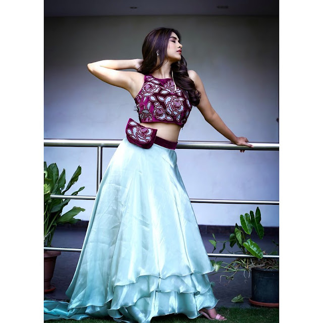 Nabha Natesh looks awesome in Violet Floral Top