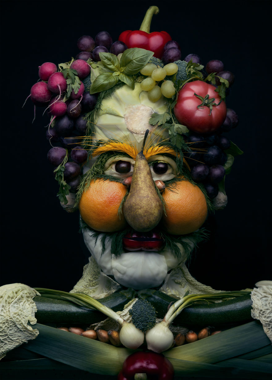 アルチンボルトのオマージュ作品？本物の野菜や果物で人の顔を描いた 