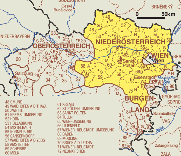 Kaart Oostenrijk en Wenen - Deelstaten - Wintersport: Kaart Neder Kaart Oostenrijk en Wenen - Deelstaten - Wintersport: Kaart Neder