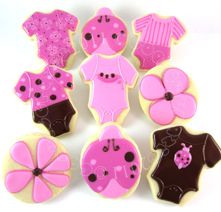 CookieCrazie: Pink & Brown Ladybug Baby Shower Onesies